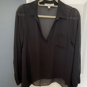 Olive and Oak v neck sheer black blouse flowy size med